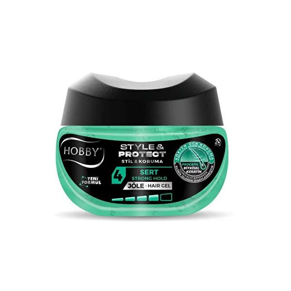 Hobby Sert Jöle Style & Protect - Strong Hold Hair Gel, 24 Hour Hold, Alcohol-Free, 8.45 fl oz
