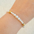 Pearl & Gold Beaded Stretch Bracelet