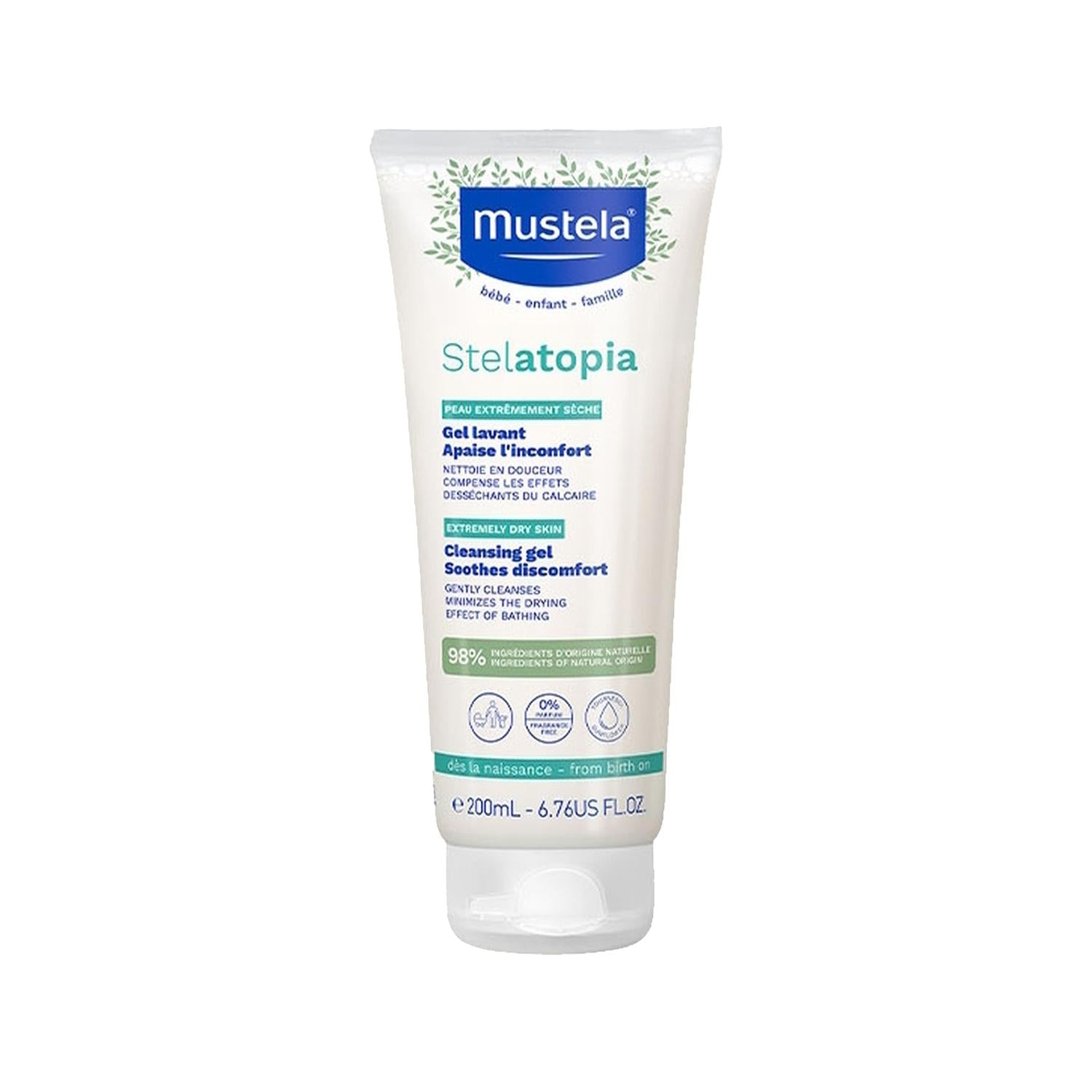 Mustela Stelatopia Cleansing Gel Shampoo for Babies - Gentle, Hypoallergenic, 6.76 fl oz