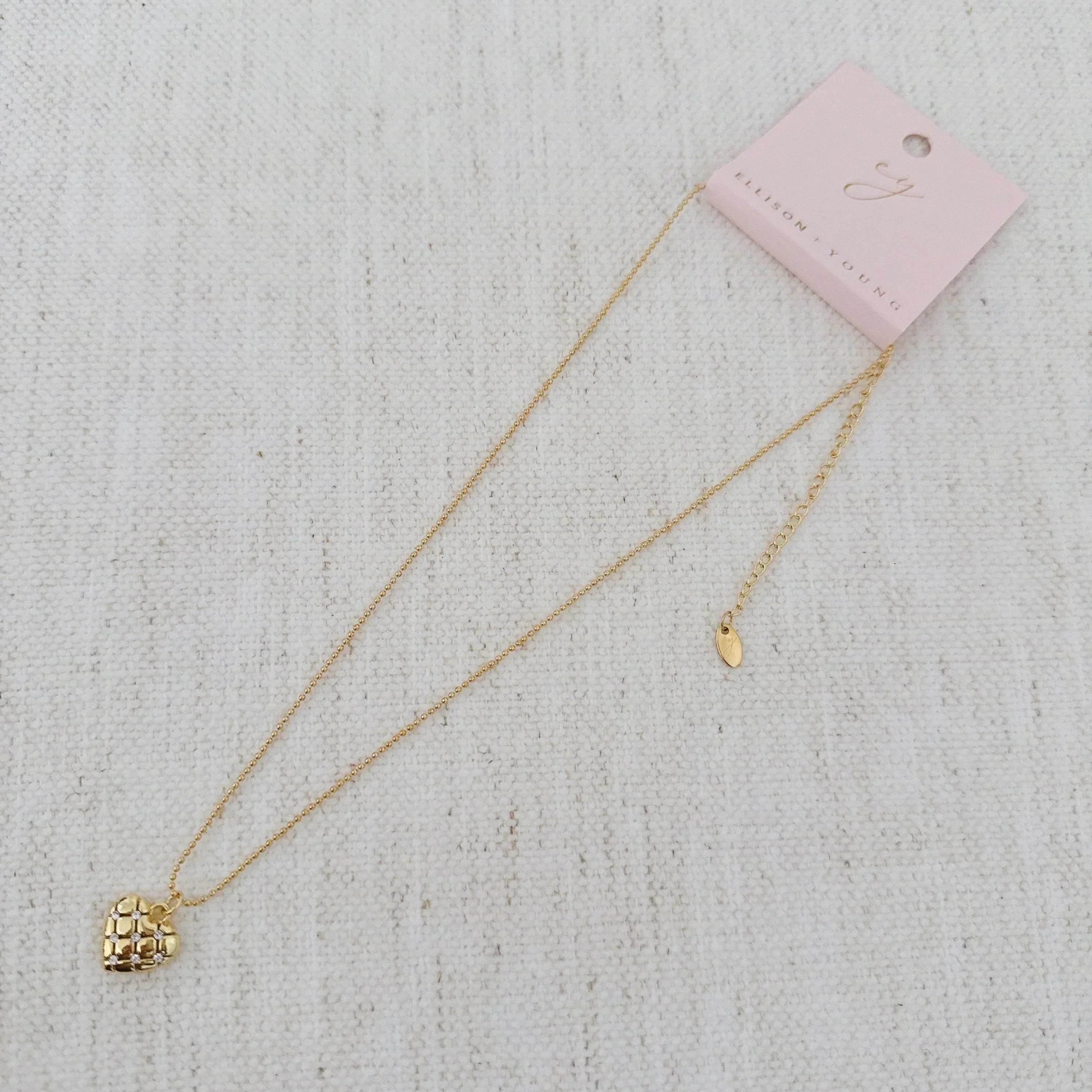 Quilted Luxe Heart Charm Necklace