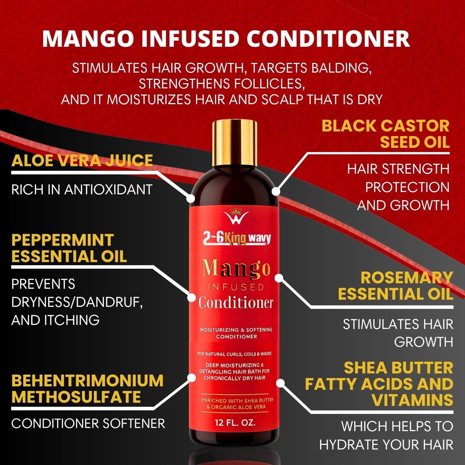 Mango Moisturizing Conditioner for Soft, Manageable Hair (Conditioner Bottle)