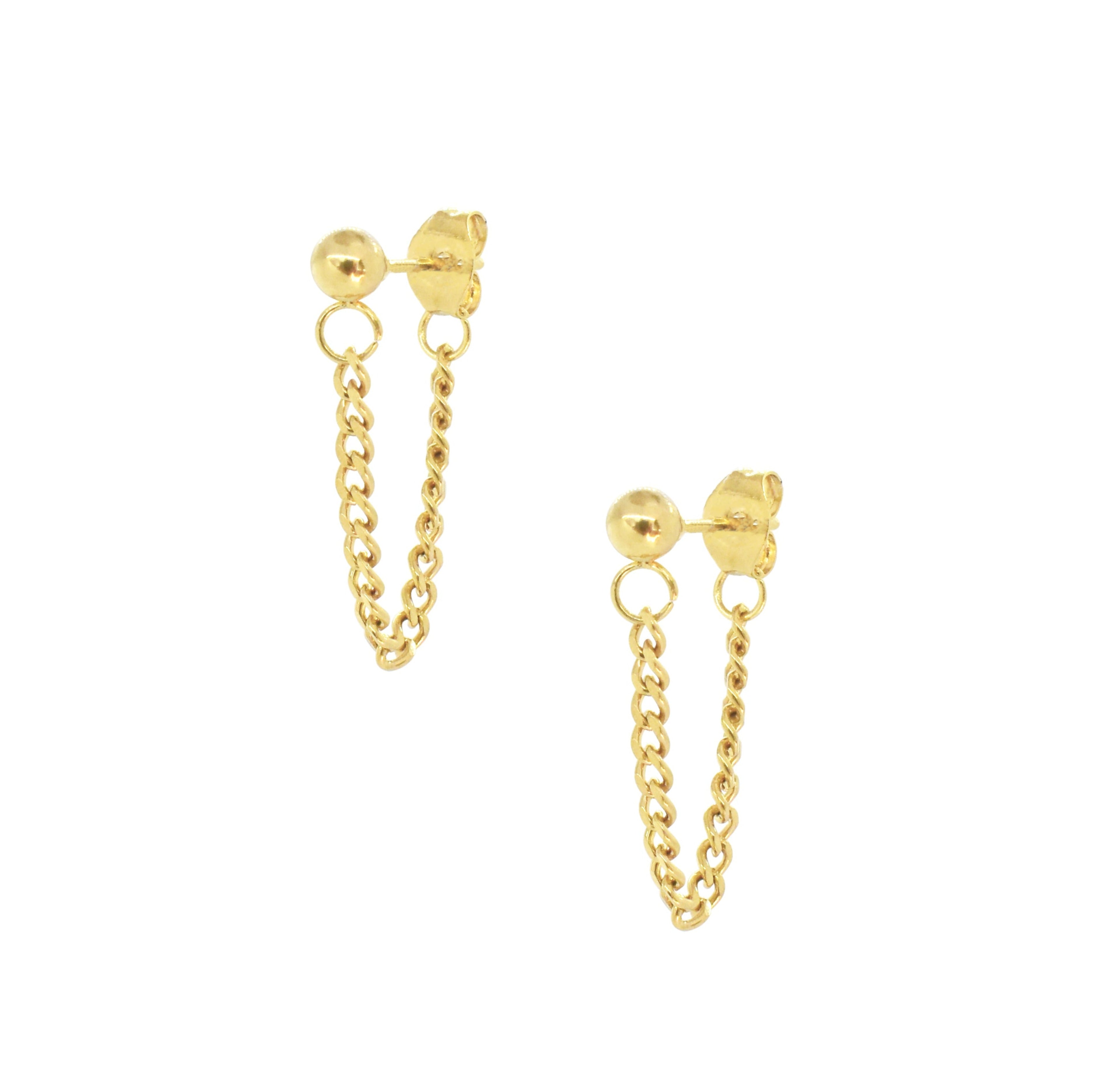 RYLIE DAINTY GOLD LOOP CHAIN EARRINGS