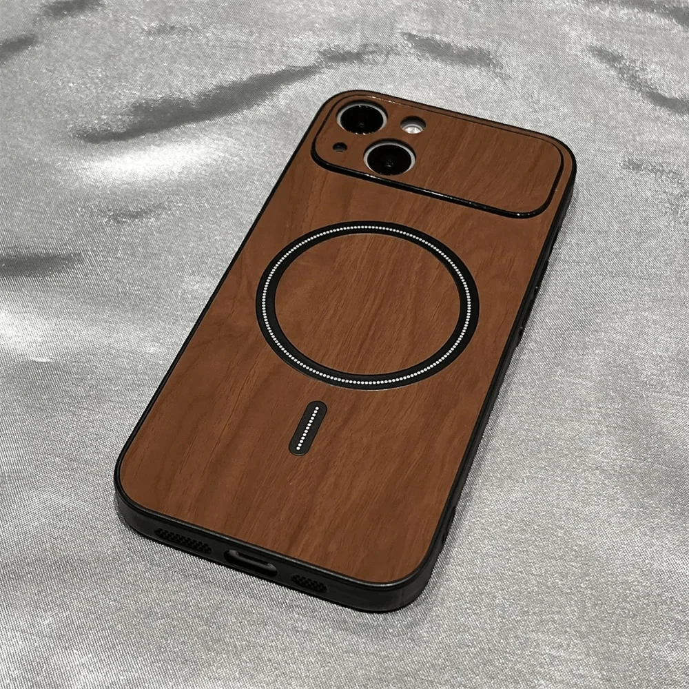 Luxury Wood Grain Magsafe Shockproof iPhone Case