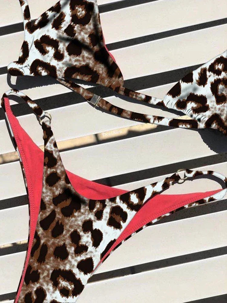 High Cut Micro Bikini Women Leopard Bandage Push Up Swimsuit Sexy Bathing Suit Padded Thong Swimwear Biquini Trajes De Baño 2026