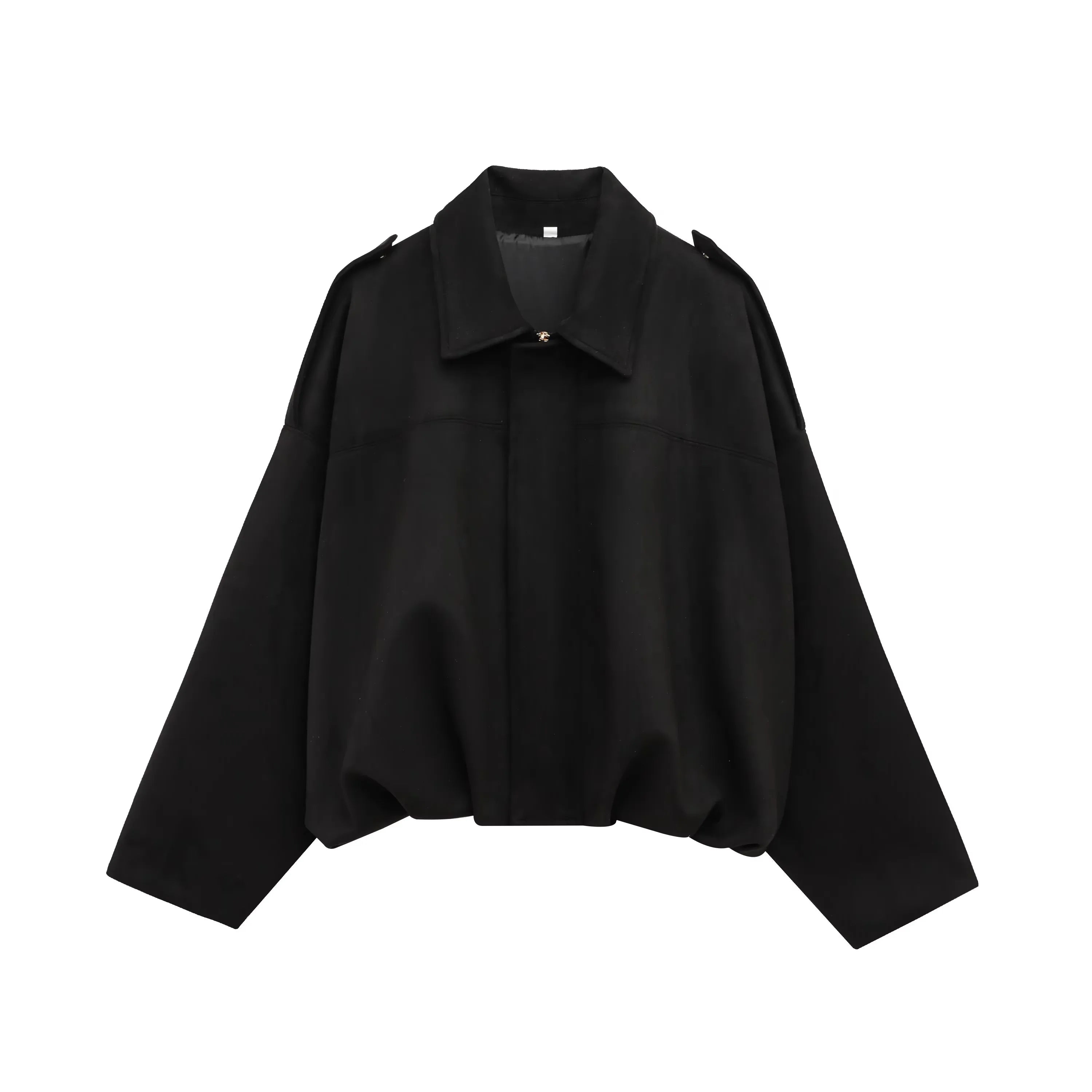 HH Women's Street Fashion Solid Loose Suede Texture Coats Causal Long Bat Sleeves Lapel Zipper Fly Winter Vintage Jackets