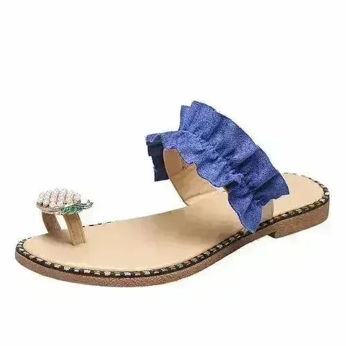 Flat Toe Casual Womens Slippers Pineapple Pearl Beach Slides
