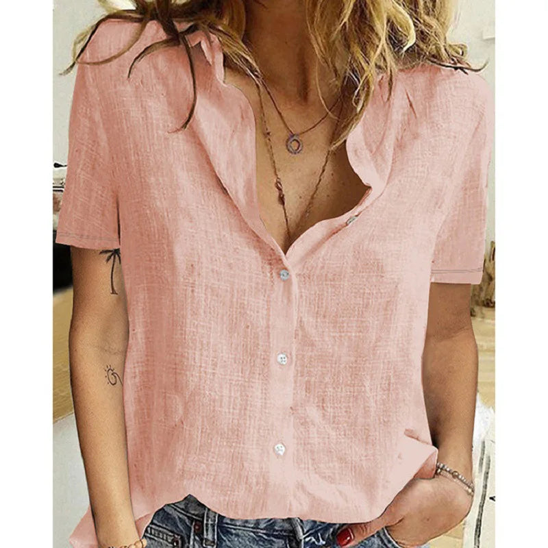 Summer Elegant Harajuku Linen Oversized Shirts Short Sleeve Birds Print Loose Blouses and Tops Casual Oversized  Tunic Clothing