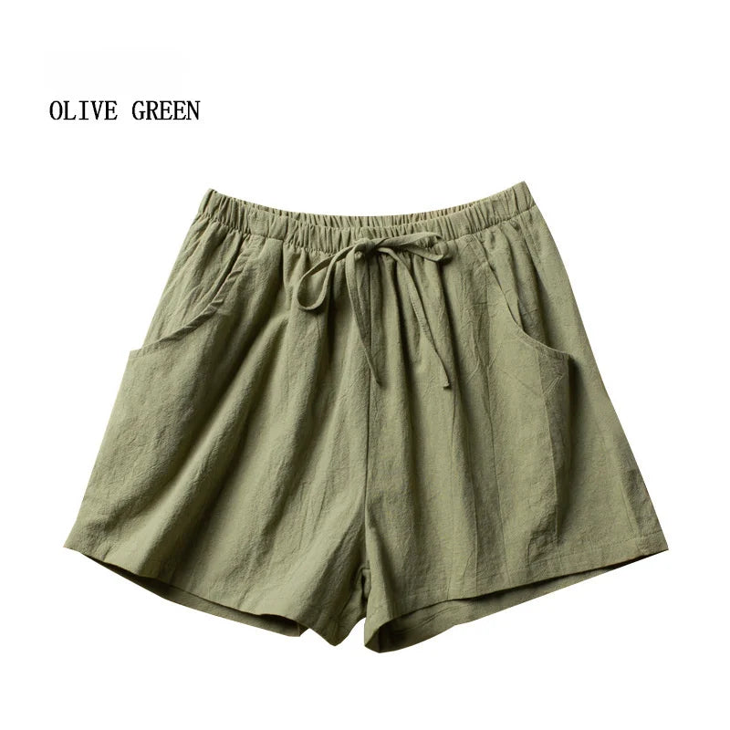 ITOOLIN Casual Linen Shorts Women Gym Workout Shorts Short Pants High Waisted Black Ladies Short Femme Women Shorts Sport Femme