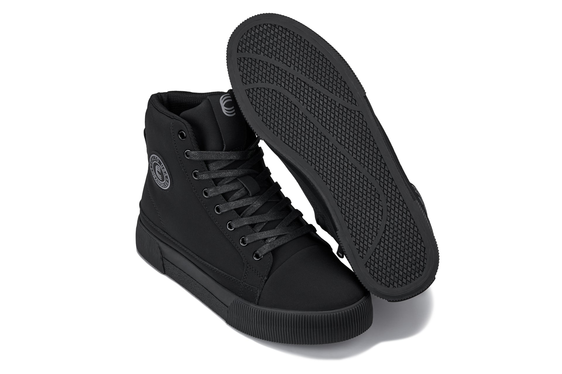 CALTO - S3421 - 2.4 Inches Taller (Black) - Cap Toe High Top Zip-Up Sneaker Boots