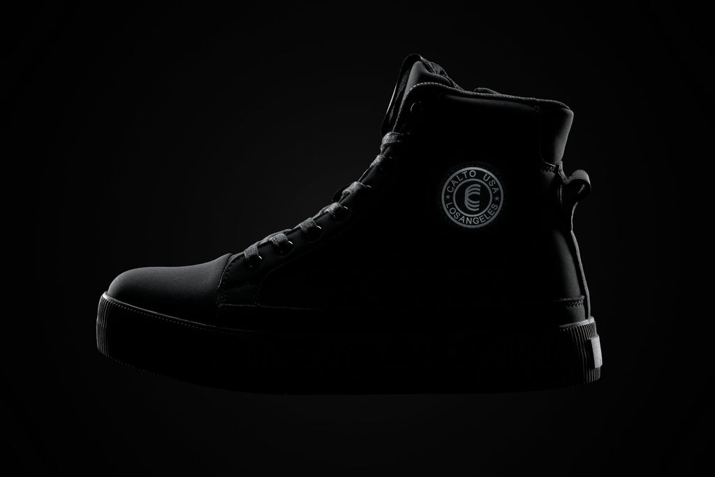 CALTO - S3421 - 2.4 Inches Taller (Black) - Cap Toe High Top Zip-Up Sneaker Boots