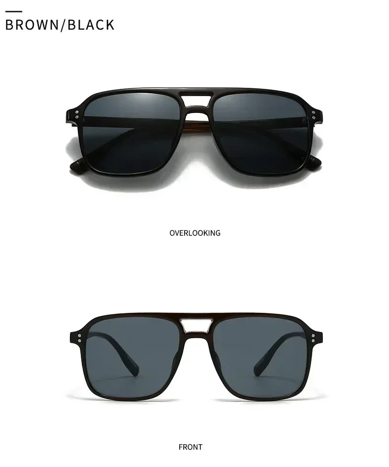 SO&EI Fashion Double Bridges Square Rivets Women Sunglasses Retro Men Gradient Shades UV400 Sun Glasses