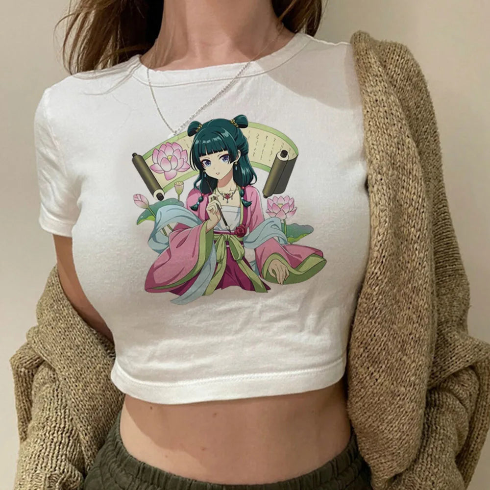 Maomao the Apothecary Diaries crop top y2k cute harajuku Slim Fit Cute babydoll summer girls tees