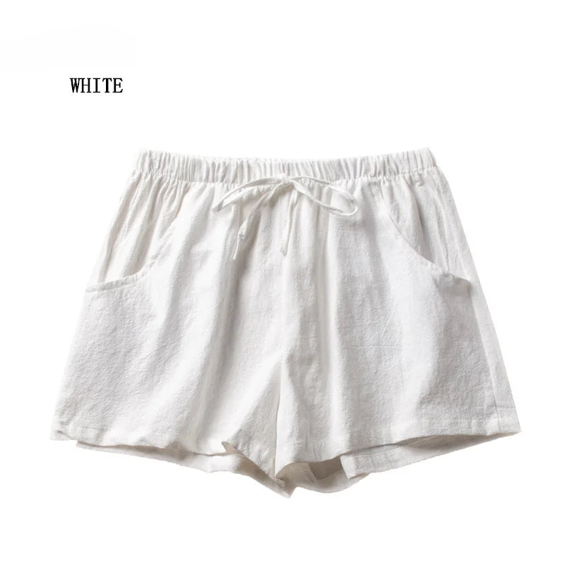 ITOOLIN Casual Linen Shorts Women Gym Workout Shorts Short Pants High Waisted Black Ladies Short Femme Women Shorts Sport Femme