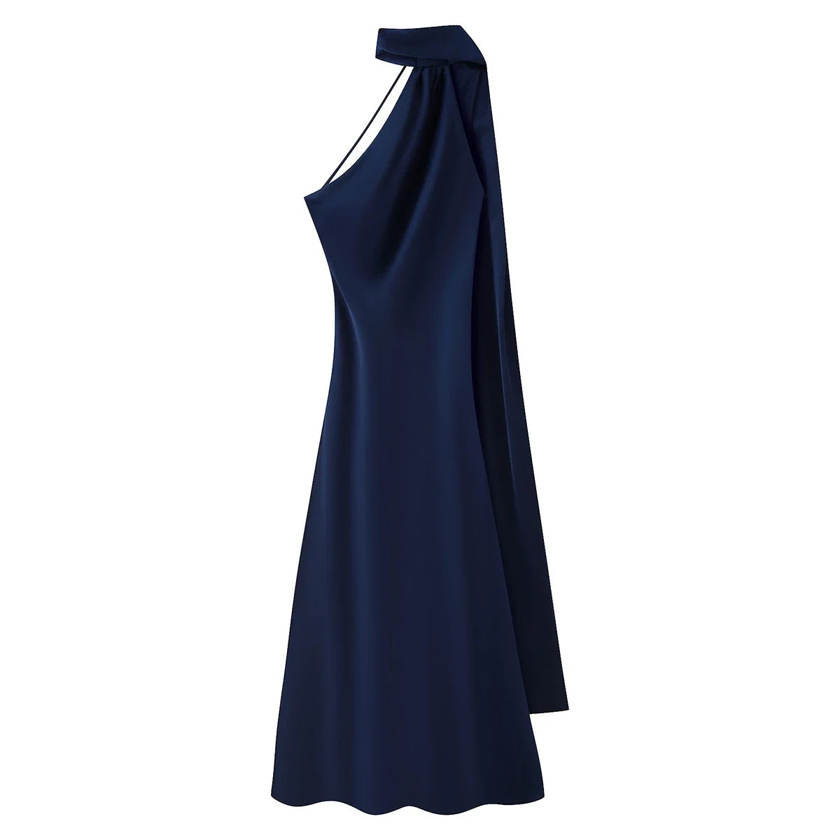 Elegant Women's Ribbon Long Satin Party Dress Halter Backless Sleeveless Female Dresses 2026 Summer Lady Solid Evening Gowns