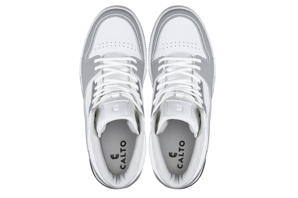 CALTO - S4751 - 3 Inches Taller (White/Grey) - High Top Sneakers