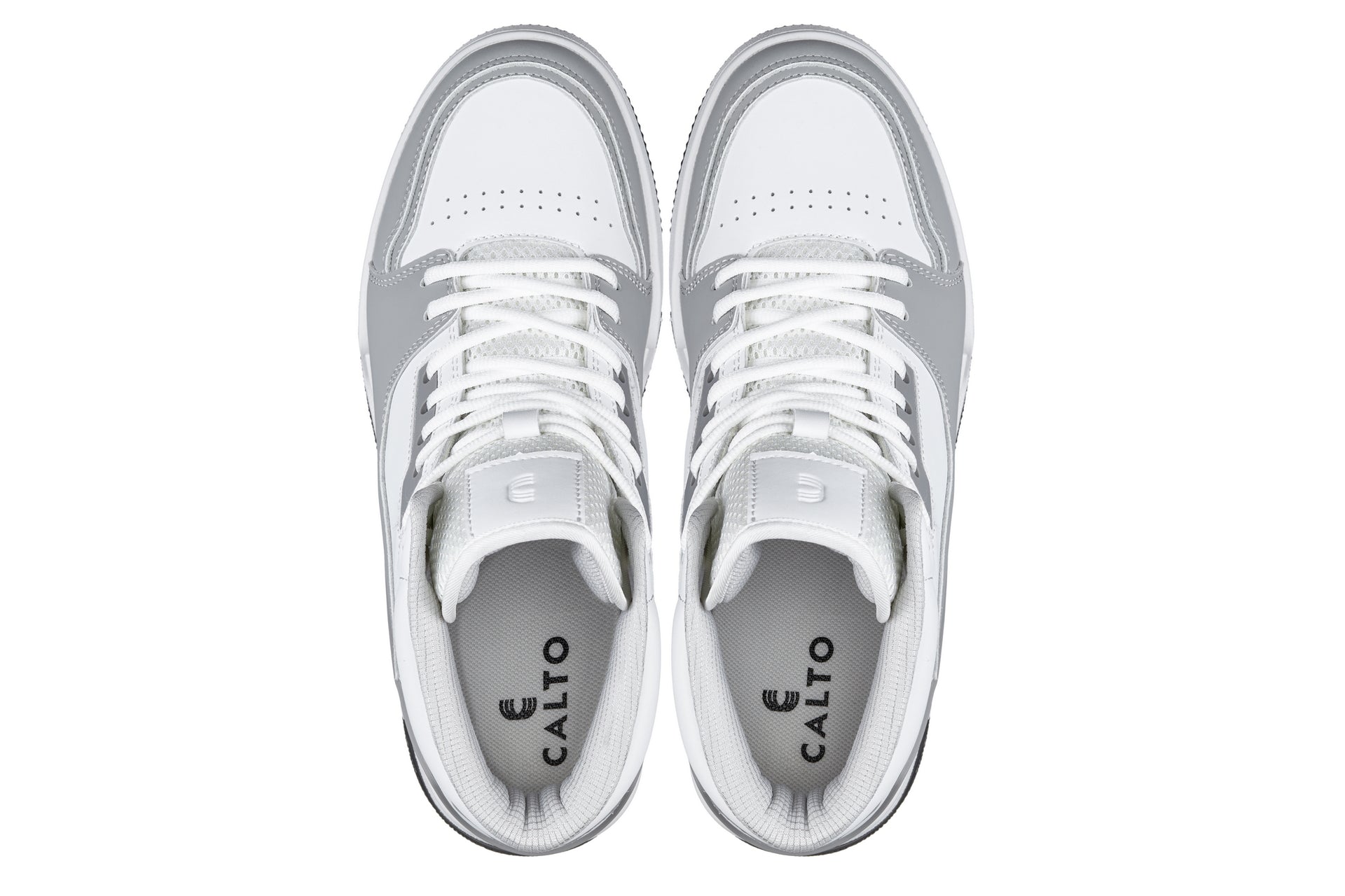 CALTO - S4751 - 3 Inches Taller (White/Grey) - High Top Sneakers