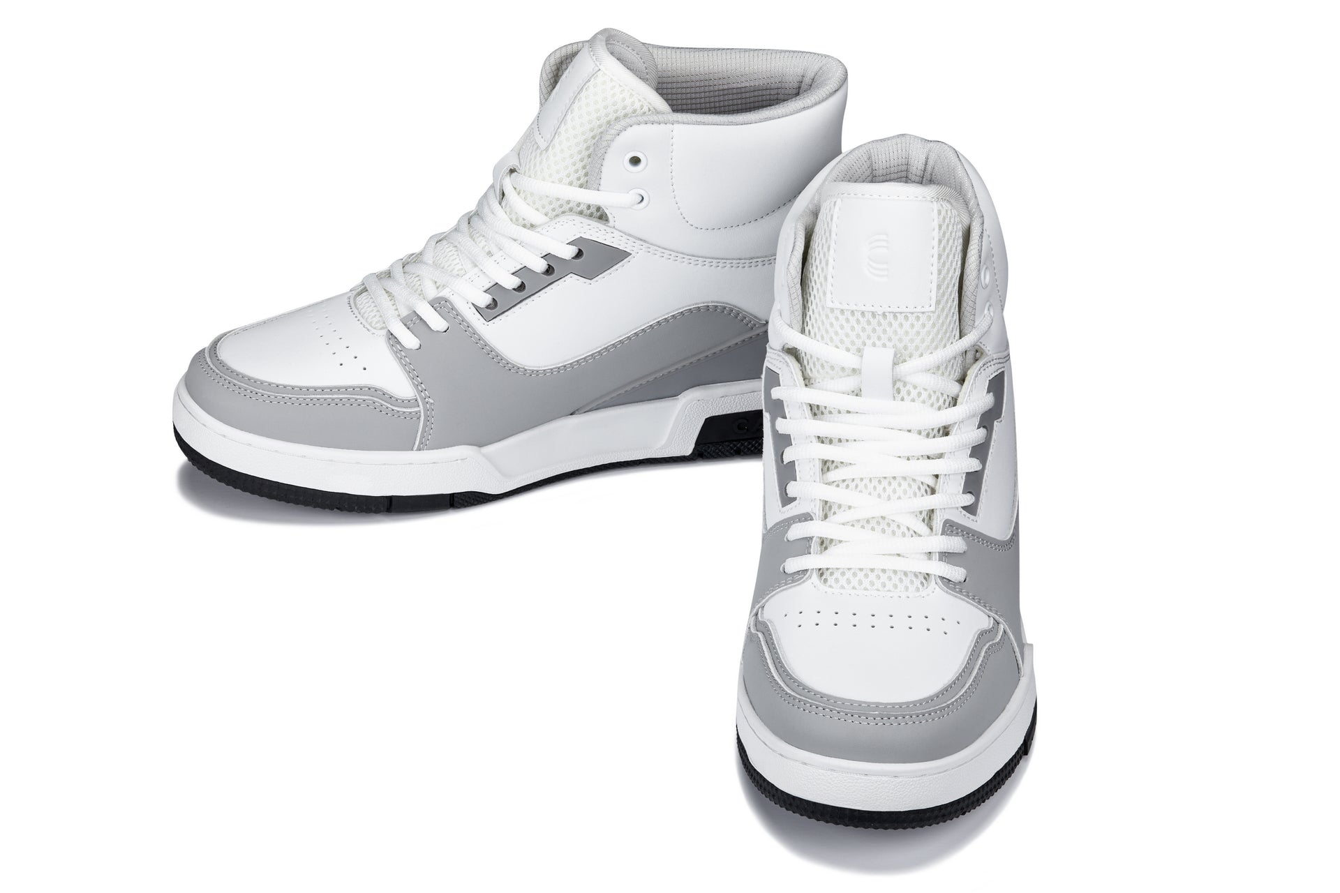 CALTO - S4751 - 3 Inches Taller (White/Grey) - High Top Sneakers