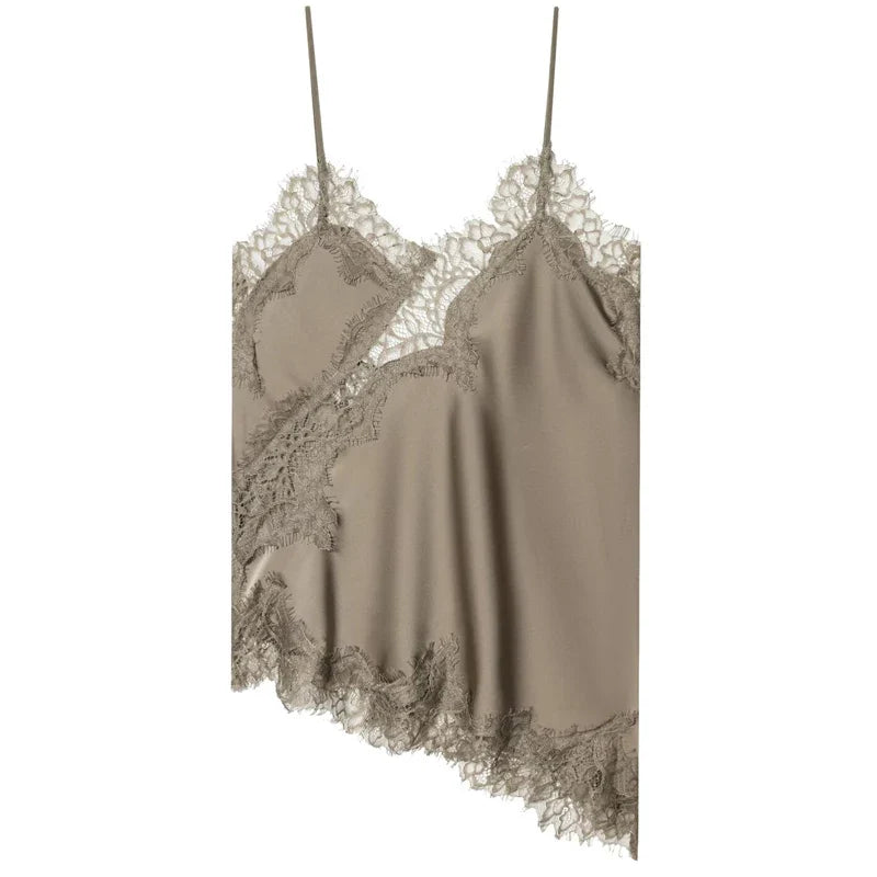 HXAO Lace Asymmetrical Top Women Tanks & Camis Summer 2025 Black Slip Sleeveless Top  Ladies y2k Backless Off Shoulder Camisole
