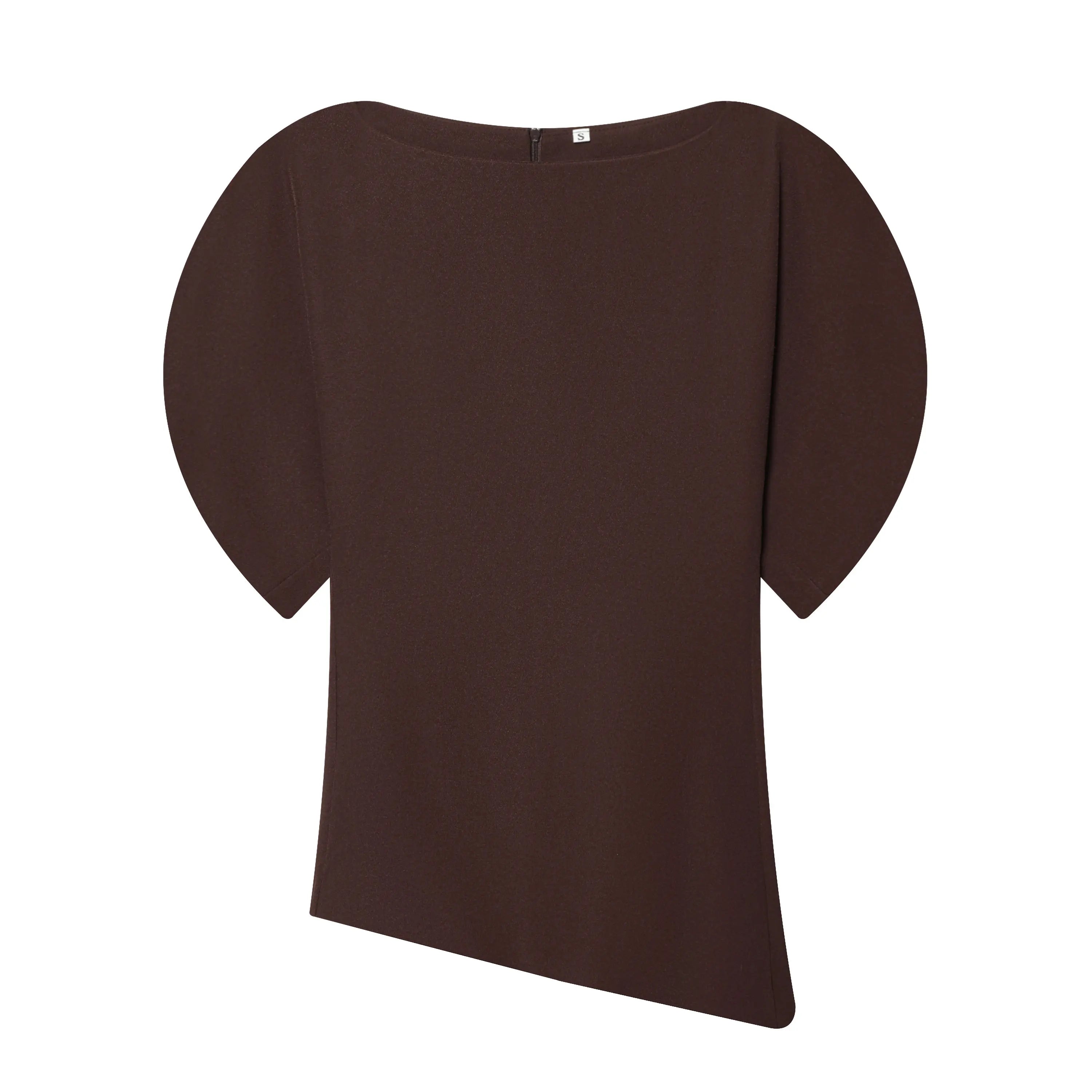 HH Women Vintage Black Short Puff Sleeve Shirts O Neck Asymmetrical Hem Blouse 2026 Spring Trend High Street Lady Chic Tops