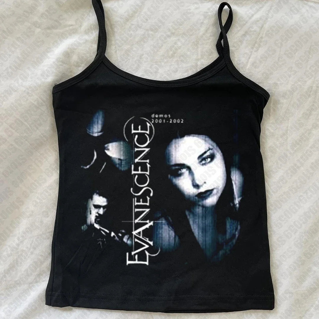 Punk Graphics Camisole Tops Grunge Crop Tops Vintage Gothic Women's Corset Tank Tops Baby Tees Emo Girls 2000s Y2k Style Clothes