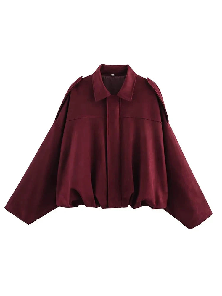 Vintage Women Green Oversize Bomber Jackets 2026 Fashion Ladies Elegant Loose Soft Outfits Jacket for Party Female Chic Clothes