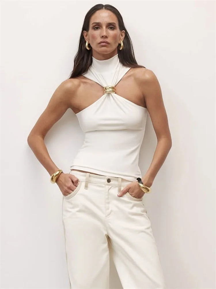 Summer Fashion Sexy Tank Top Pullover For Women Slim Off-Shoulder Patchwork Strapless Y2k Vest Top Female Party Cropped Top 2025