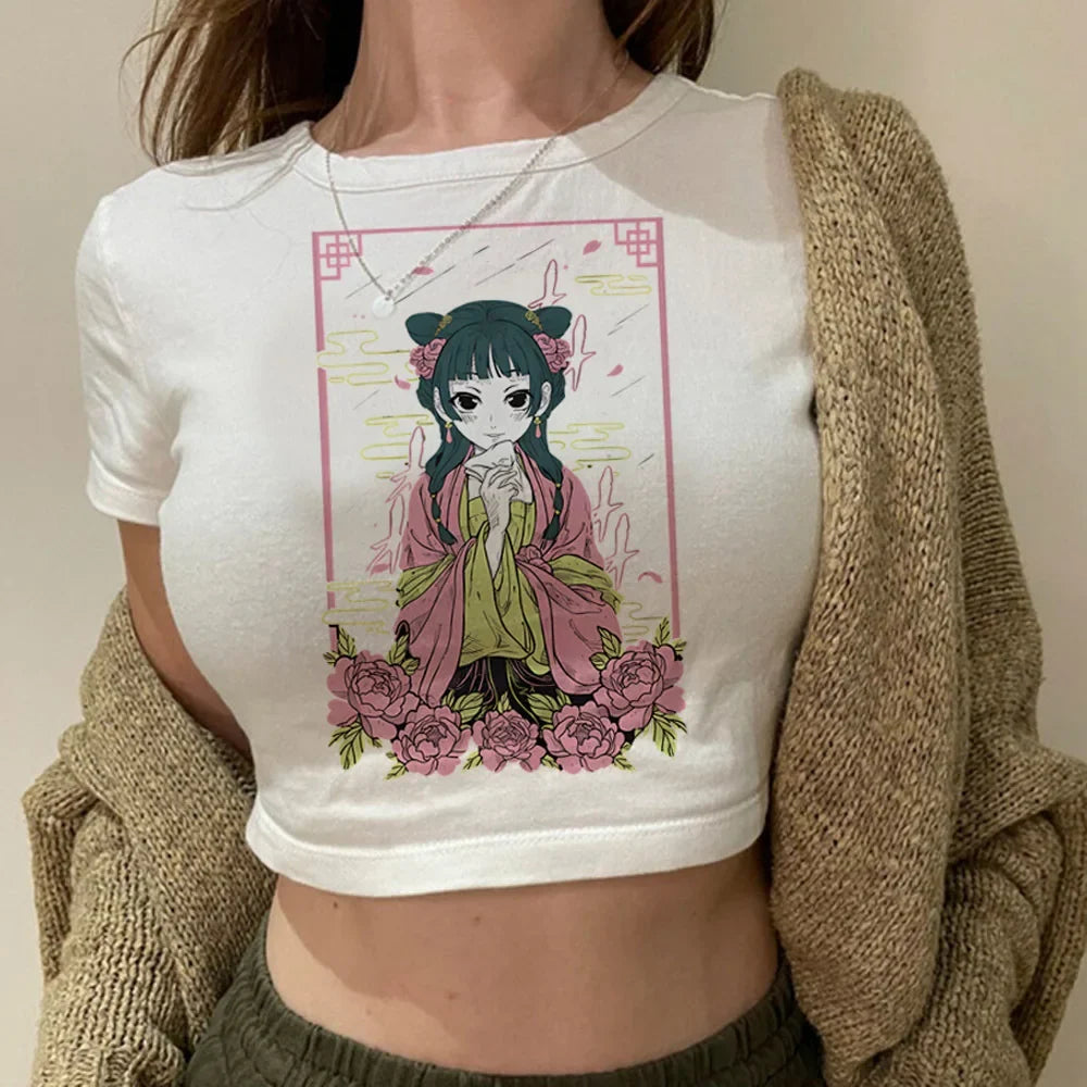Maomao the Apothecary Diaries crop top y2k cute harajuku Slim Fit Cute babydoll summer girls tees