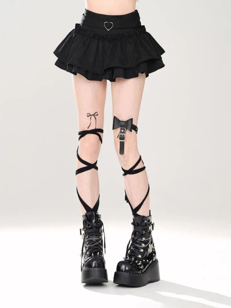 Skirts Women Ruffles A-line High Waist Chic Design Unique Korean Fashion Streetwear Gothic Summer Sweet Hot Girls Prevalent Y2k
