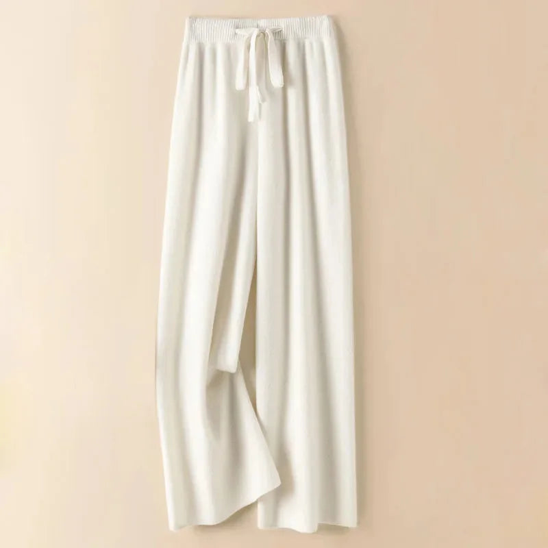 Thick Warm Knitted Casual Chic Basic Soft Elastic High Waist Women's Pants Korean Fashion Straight Ankle-Length Pants For Women