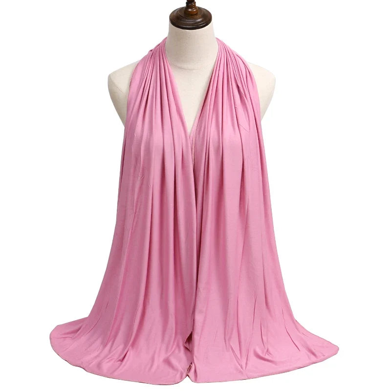 New Jersey Womens Muslim Ramadan Fashion Modal Cotton Jersey Hijab Womens High Quality Solid Color Soft Hijab Long African Scarf