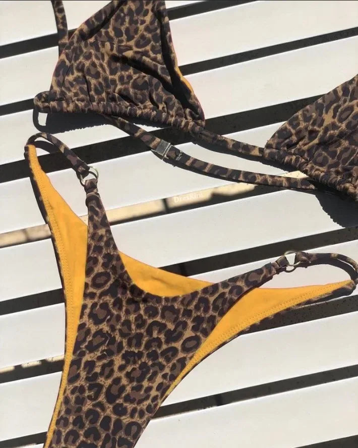 High Cut Micro Bikini Women Leopard Bandage Push Up Swimsuit Sexy Bathing Suit Padded Thong Swimwear Biquini Trajes De Baño 2026