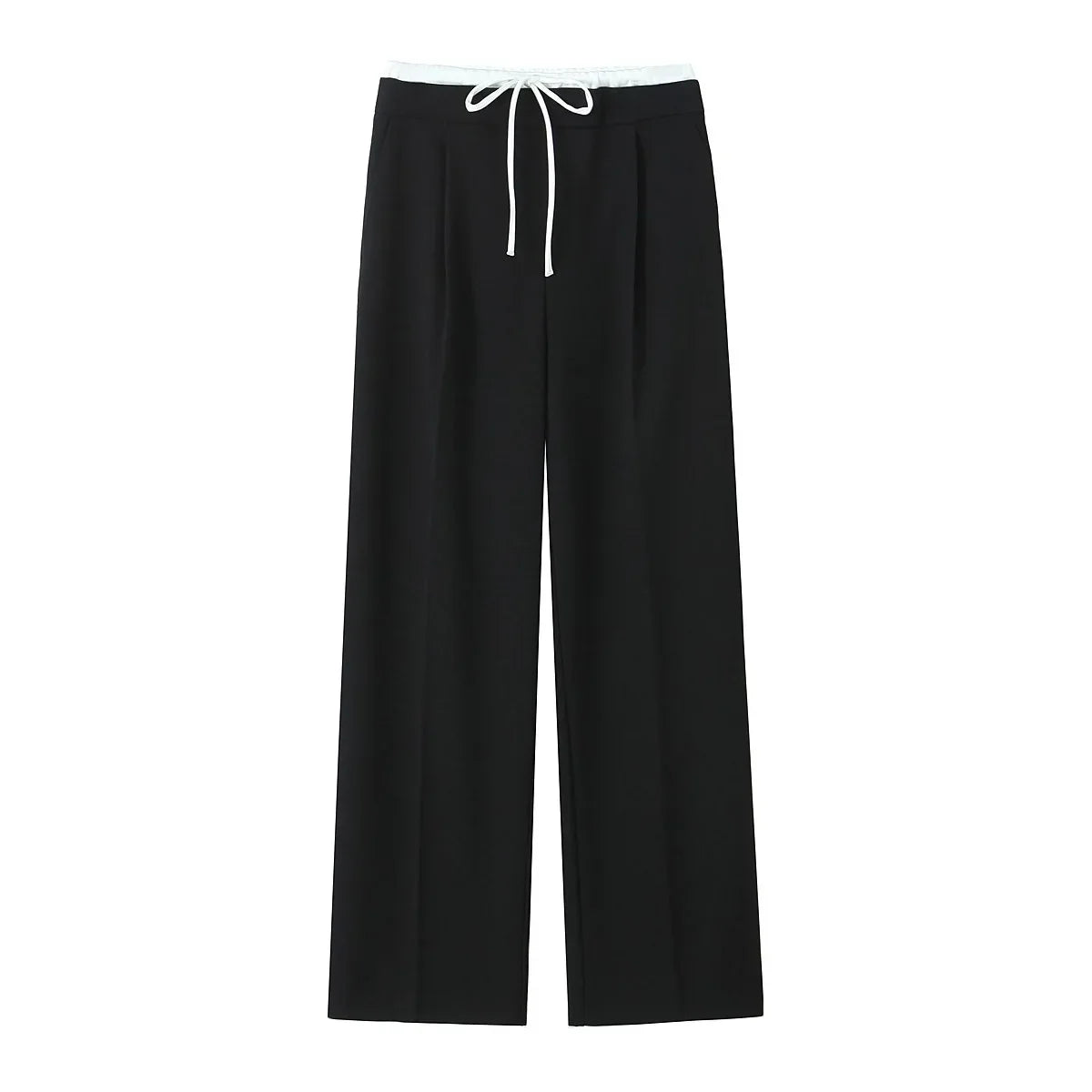 Willshela Women Fashion Solid Lace Up Side Zipper Straight Pants Vintage High Elastic Waist Female Chic Lady Trousers