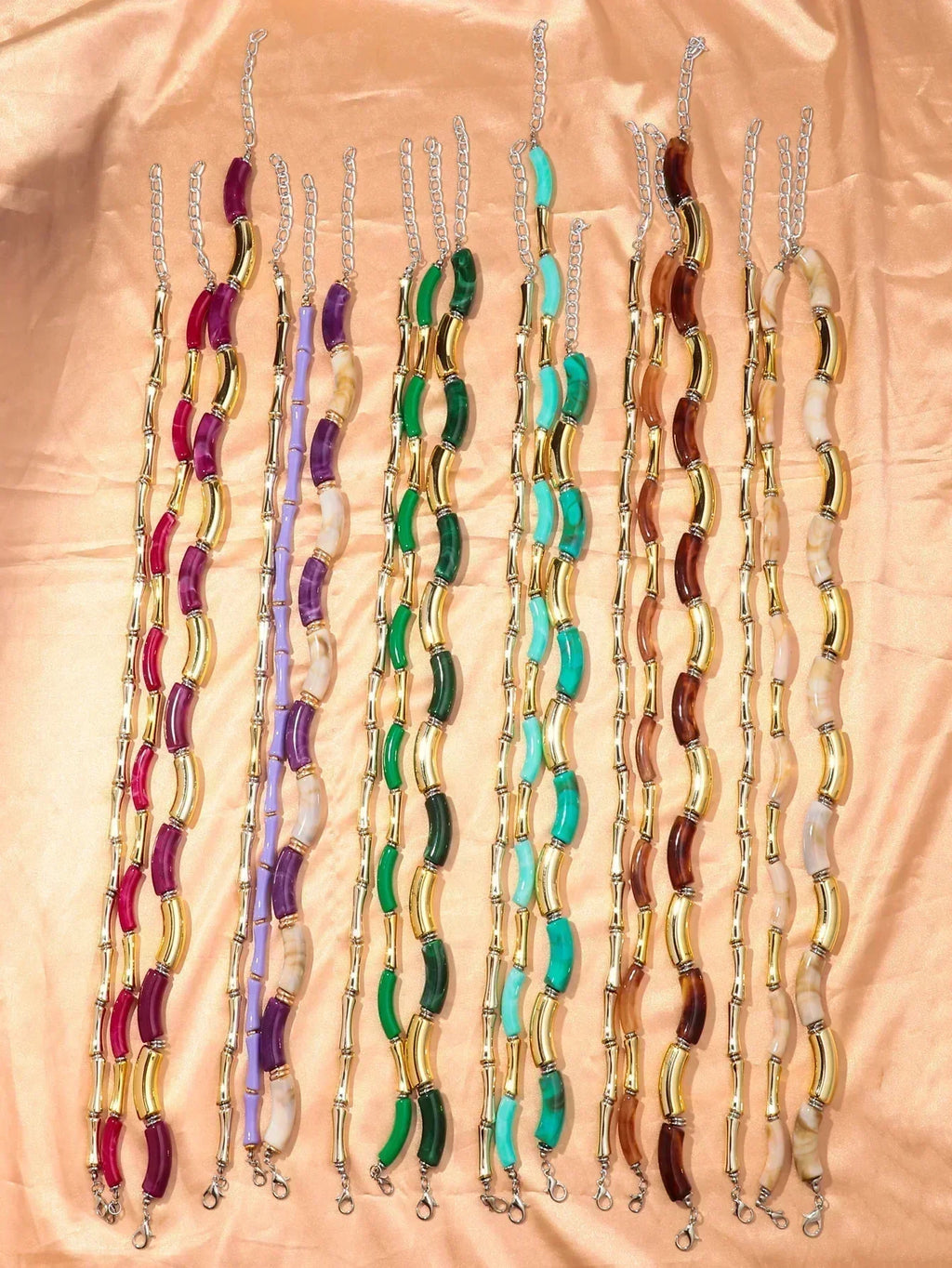 3 pieces/set Bohemian Acrylic Bamboo Beads Choker Necklace Set for Women Chunky Tube Necklaces 2024 Accessories Jewelry