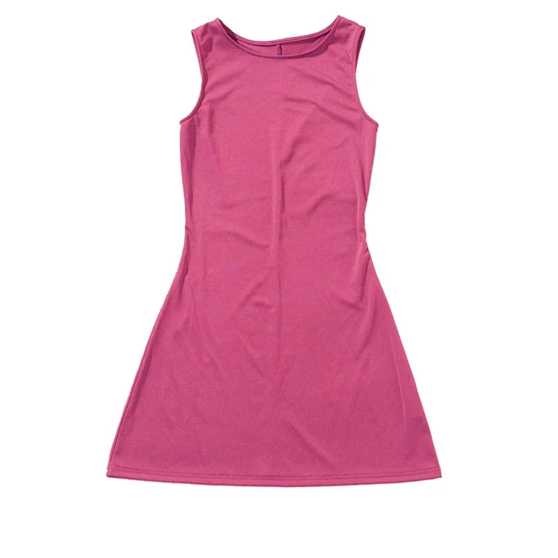 Woman Dress Sleeveless Knit Slim A-Line Female O-Neck Seveless Mini Dresses Sheath 2024 Summer Clothing Streetwear Y2K Qtraf2411