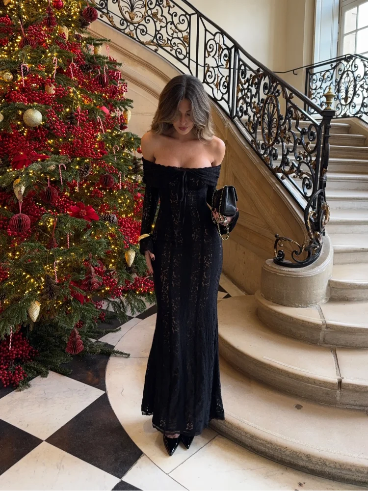 Suninheart White Evening Dresses for Events Red Long Sleeve Lace Elegant Party Dresses 2025 Women Luxury Wedding Prom Dress Gown