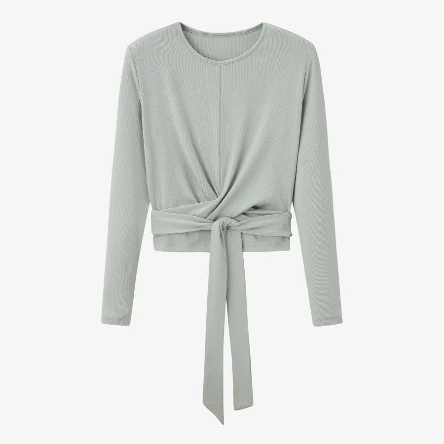 AS 2025 summer ribbing closed-fit wrap tops + Aline dress high Stretch matching sets