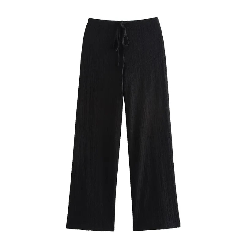Willshela Women Fashion 2 Piece Set Solid Single Breasted Tank Tops & Vintage HIgh Elastic Waist Pants Female Chic Pants Suit