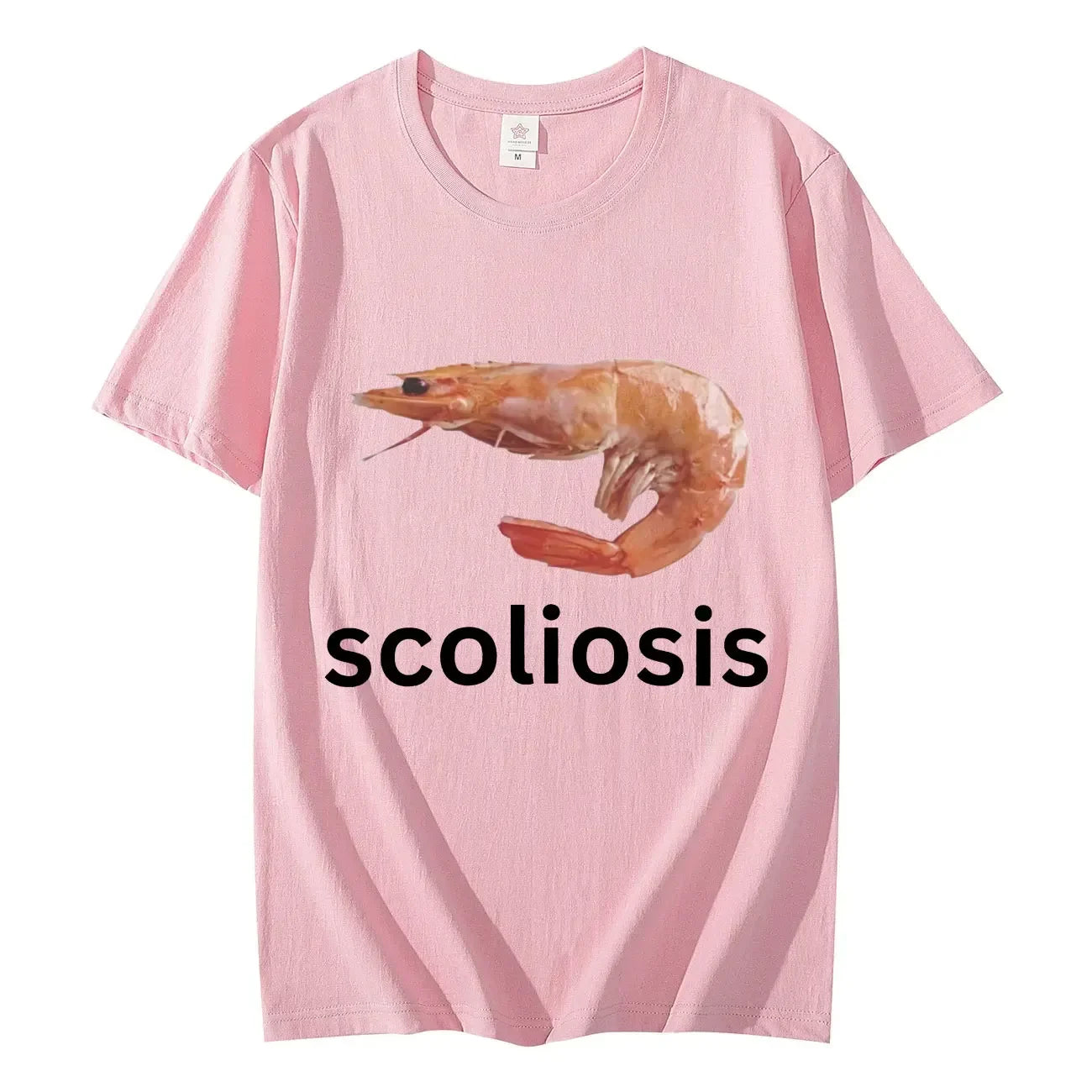 Scoliosis Funny Shrimp Meme T-shirt Unisex Fashion Casual T-shirts Summer Short Sleeve T Shirts Streetwear Women T Shirts