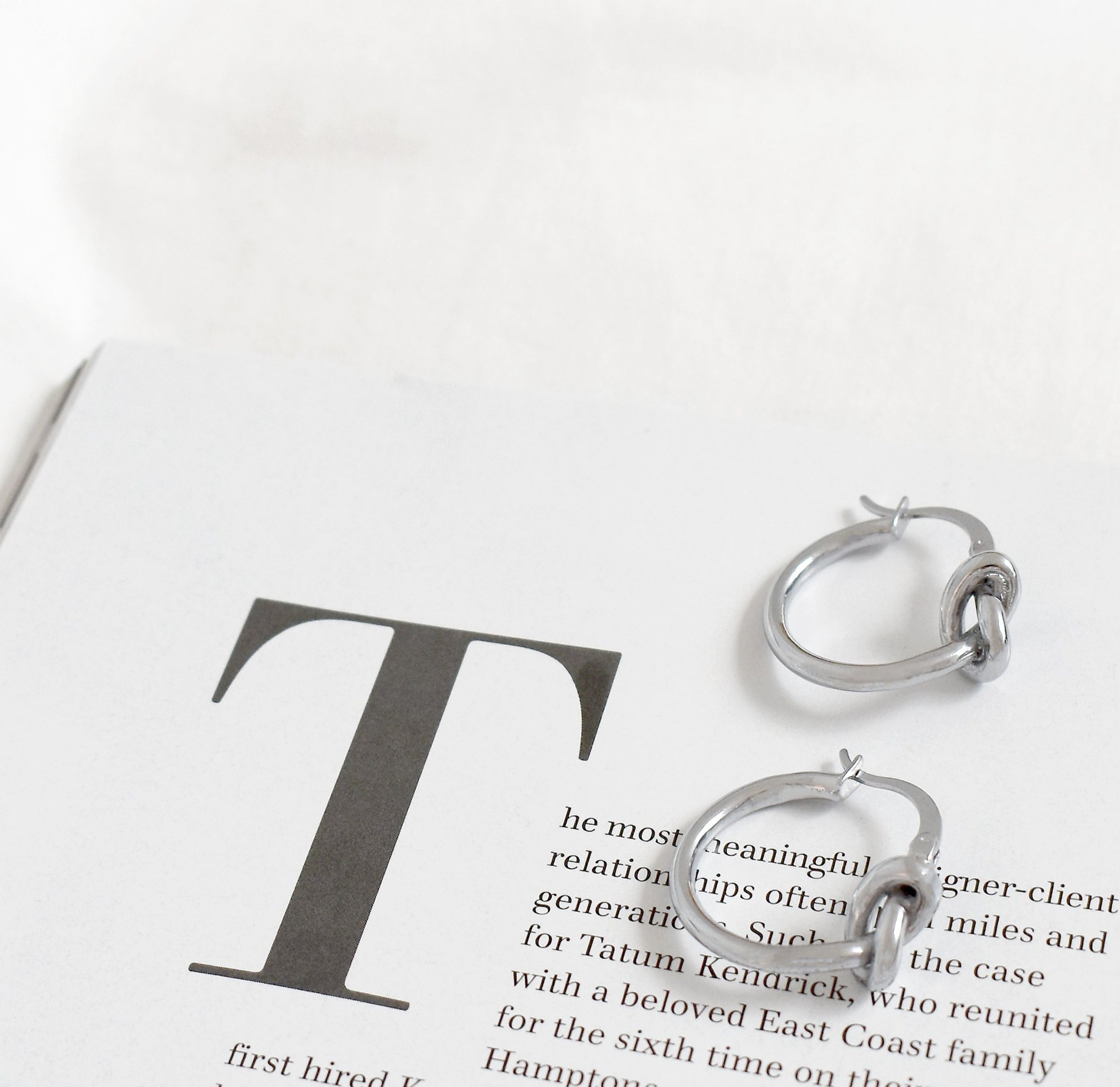 HARPER SILVER KNOT HOOP EARRINGS