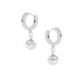 ELLIE SILVER BALL DROP HUGGIE EARRINGS
