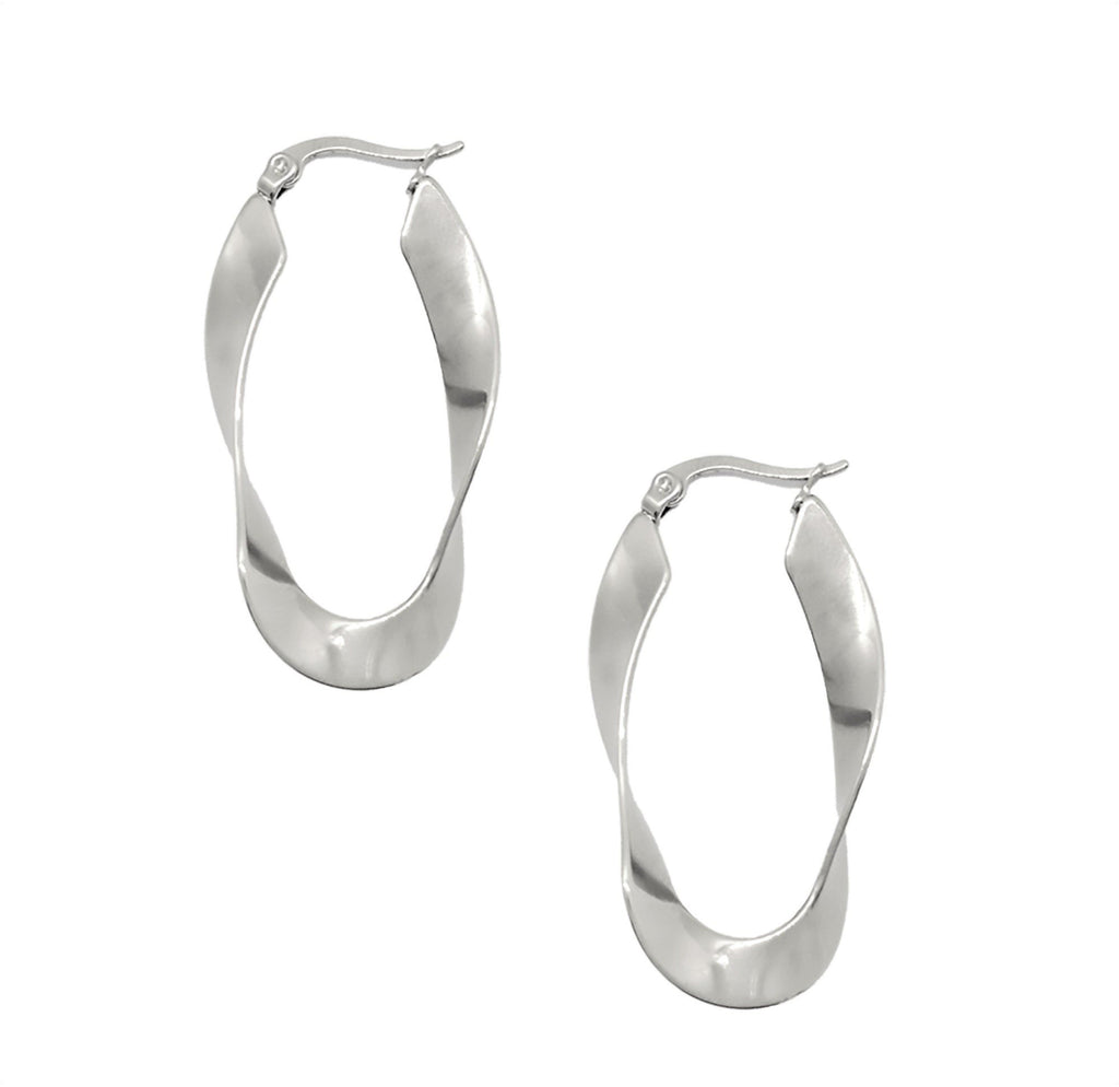 PERLA TWIST HOOP SILVER EARRINGS