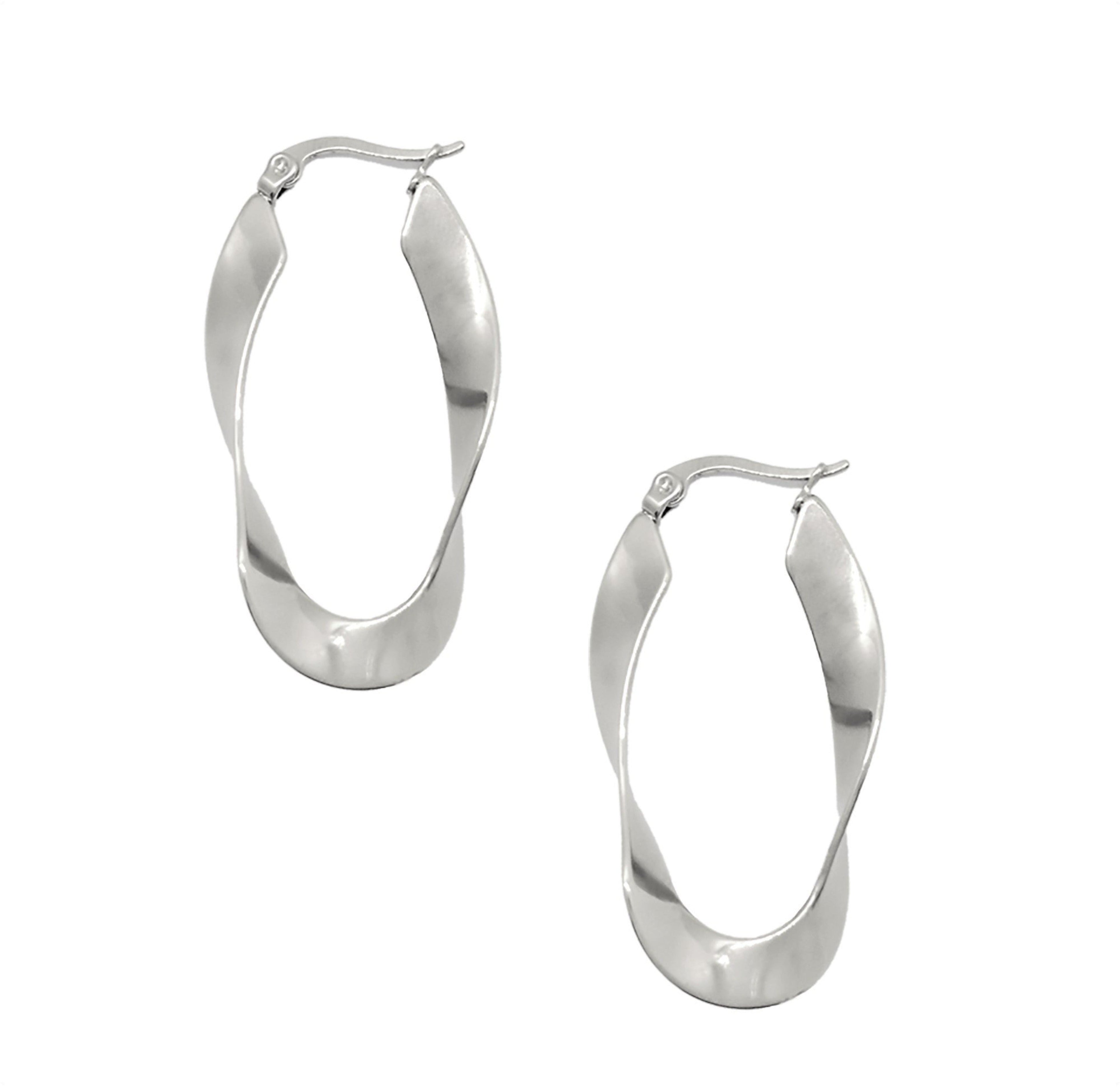 PERLA TWIST HOOP SILVER EARRINGS