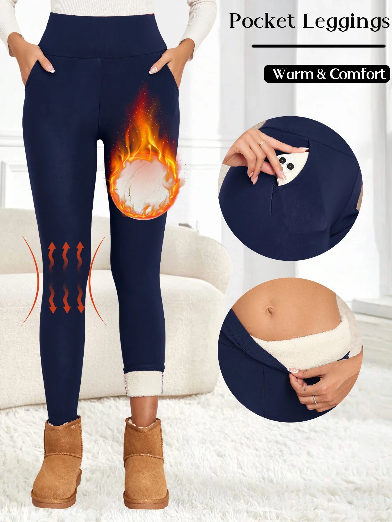Fleece Women Leggings Thick Flared Pants High-Waisted Thermal Tights Tummy Control Winter Warm Legging Casual Wear