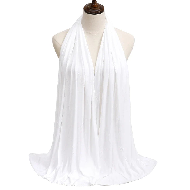 New Jersey Womens Muslim Ramadan Fashion Modal Cotton Jersey Hijab Womens High Quality Solid Color Soft Hijab Long African Scarf