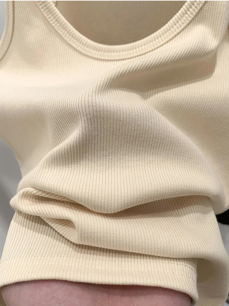 Solid Color Basic Ribbed Knitted Tank Top Women Summer Vintage Sleeveless Camis 90s Cool Girls Streetwear Soft Tees