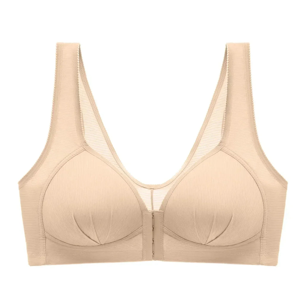 WTEMPO Plus Size Thin Non-steel Ring Front Buckle Cotton Bra Gathered Comfortable Underwear Soft Collection lingerie