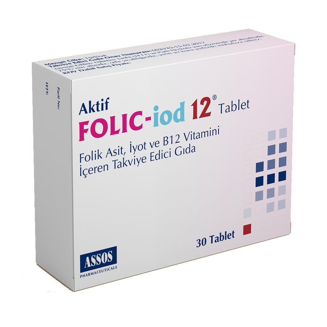 Folic Acid Supplement with Iodine & Vitamin B12 for Adults - Supports Fetal Development & Thyroid Health