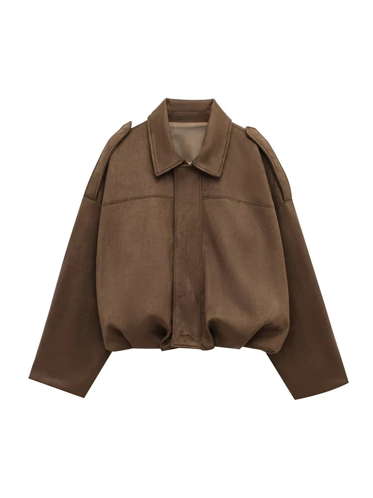 Vintage Women Green Oversize Bomber Jackets 2026 Fashion Ladies Elegant Loose Soft Outfits Jacket for Party Female Chic Clothes