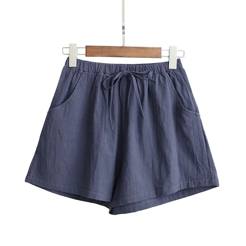 ITOOLIN Casual Linen Shorts Women Gym Workout Shorts Short Pants High Waisted Black Ladies Short Femme Women Shorts Sport Femme
