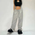 Y2k Gray Casual Pants Vintage Functional Tactical Men's Women's Premium Jogging Wide Leg Pants Drawstring Streetwear Sweatpants